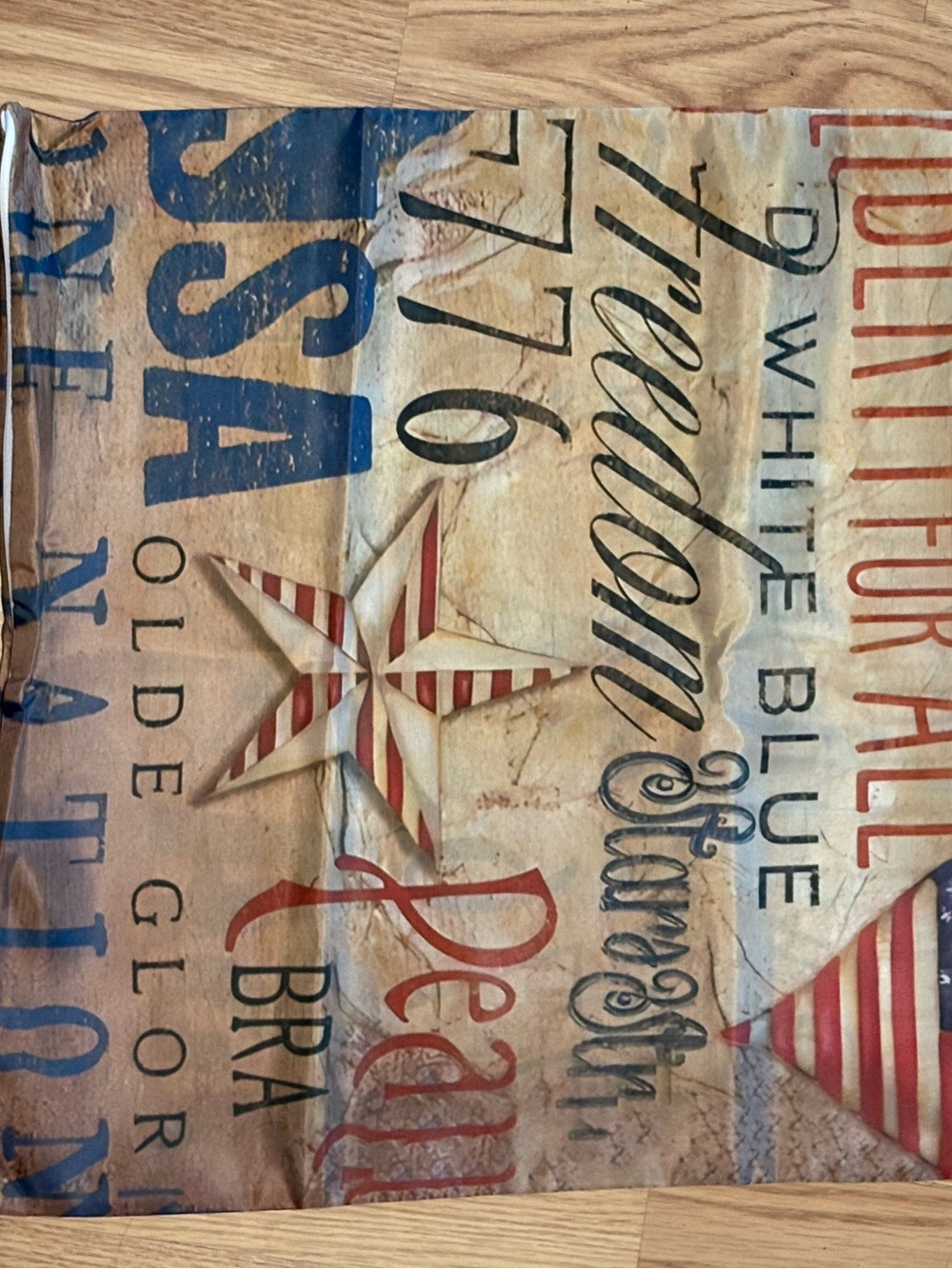 Patriotic Americana Decorative Pillow Cover with Star & Script - Picture 1 of 2